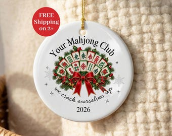 Custom Mahjong Club Ornament Mahjong Group Gift Christmas Ornament Keepsake Funny Mahjong Club Personalized Cute Mahjong Gift Christmas