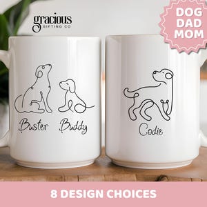 Personalized Dog Mug, Custom Gift For Dog Dad Dog Mom, Dog Owner Mug, Dog Lover Mug, Dog Dad Gift, Dog Mom Gift 2 Dogs Minimalistic Pet