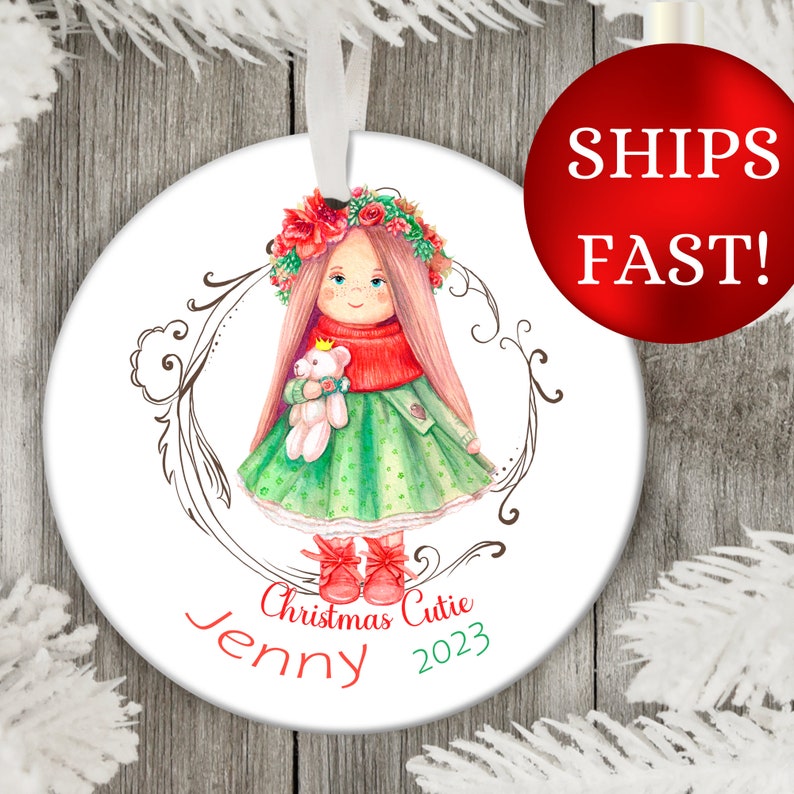 Little Girl Christmas Cutie Personalized Christmas Ornament for Girl