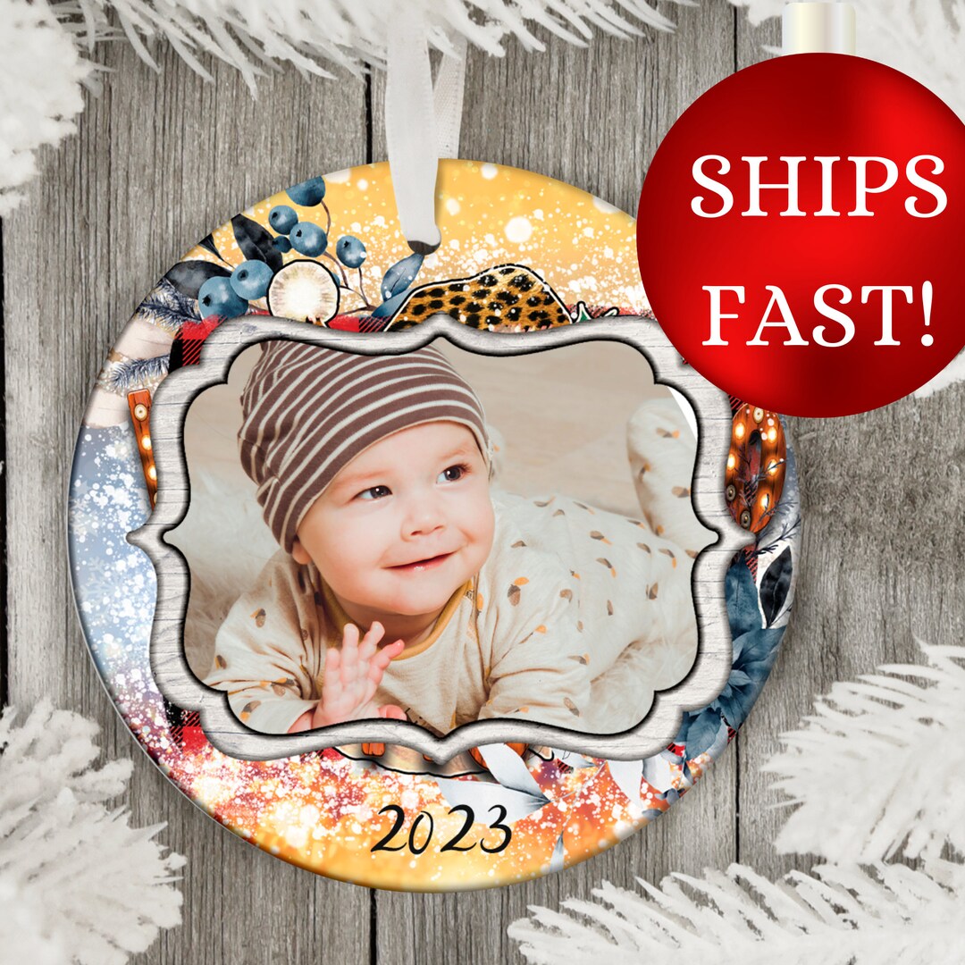 Custom Baby Photo Ornament Gift for Grandparent, Grandchild Photo Ornament Gift, New Parents