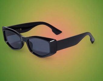 Gafas de sol negras rectangulares retro unisex con protección UV400