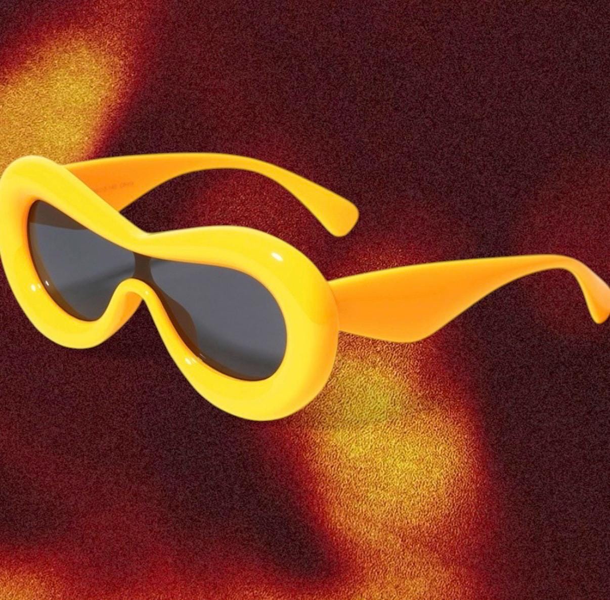 Yellow Bubble Sunglasses, Oval Plastic Frame, UV400  display picture 3