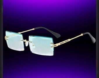 Y2K Rectangle Metal Sunglasses, Lightweight Retro Eyewear