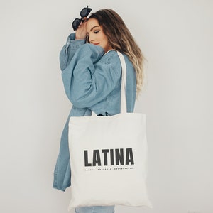 Latina, Fuerte, Poderosa, Unstoppable, Cotton Canvas Tote Bag, Cute Tote, Gift for Her