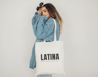 Latina, Fuerte, Poderosa, Unstoppable, Cotton Canvas Tote Bag, Cute Tote, Gift for Her
