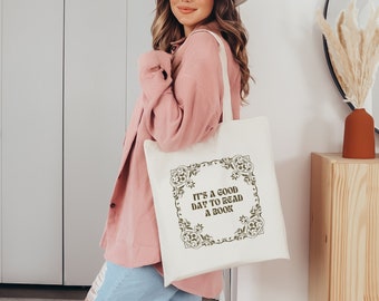 Borsa tote in tela di cotone Bookworm: regalo per gli amanti della lettura