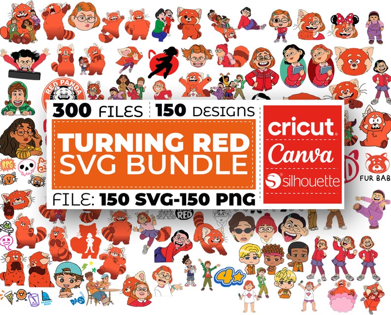 Turning Red Svg Bundle, Turning Red Png, Turning Red Clipart, Red Panda Svg, 4 Town Svg, Turning Red Birthday, Svg cricut, Instant Download image 1