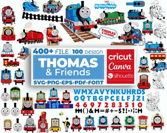 Thomas de Trein SVG Bundel, Hoge Kwaliteit PNG, Thomas en Vrienden Svg, Thomas de Trein Lettertype, Svg Voor Cricut, Gelaagd, Instant Download