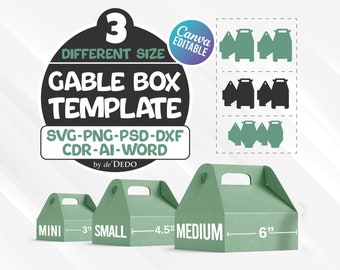 Gable Box Template Bundle, Gable Box SVG, Box Template SVG, Gift Box Svg, Box Template Cut Files, Gable Box Cricut Svg, Instant Download