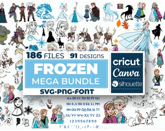 Frozen Svg Bundle, Elsa Svg, Anna Svg, SVG for Cricut, Princess Svg, Olaf Svg, Frozen Clipart, Frozen PNG, Silhouette, instant download