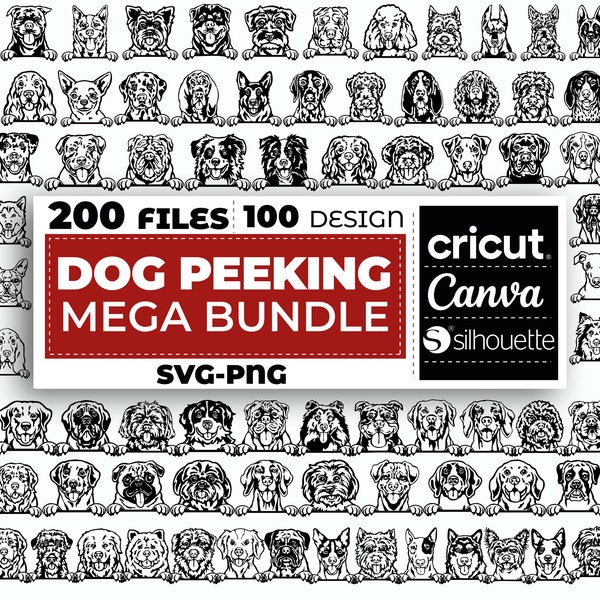Dog Peeking SVG, Dog Head SVG, Peeking Dog Clipart, Peeking Dog Svg Files For Cricut, Peeking Dog Silhouette, Dog Mom Svg, Dog Breeds SVG