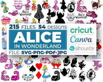 Alice in Wonderland SVG Bundle, Alice SVG, Princess svg, Alice in Wonderland Clipart, Alice in Wonderland cut file, Silhouette