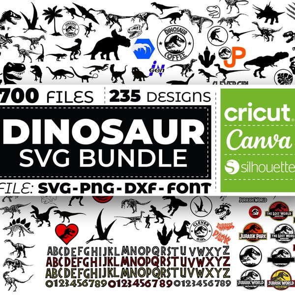 Dinosaur SVG Bundle, Dinosaur Silhouette, Dinosaur Cut Files, Cute Dinosaur Svg, Dinosaur Design Svg, Jurassic Svg, Dinosaur Shirt Svg