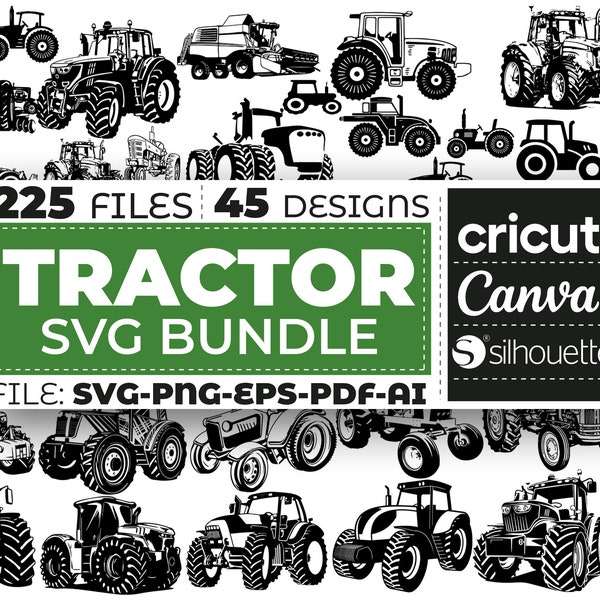 Tractor SVG Bundle, Tractor PNG Bundle, Tractor SVG Files for Cricut, Tractor Silhouette, Tractor Clipart, Truck Svg, Farm Svg, Silhouette