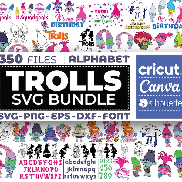 Trolls SVG, Trolls Schrift, Trolls Schrift, Trolls Schrift, Trolls Schrift, Trolls Alphabet, Trolls Clipart, Instant Download, Silhouette Trolle, Trolle Png Dateien