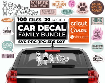 Car Decal Svg Bundle, Stick Family Svg Bundle, Car Sticker Svg, Car Window Decals Svg, Car Decal Clipart, Instant Download, SVG for Cricut