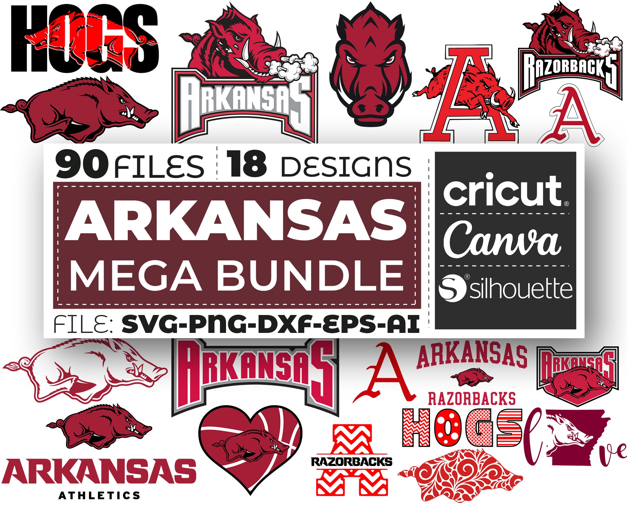 Arkansas Svg Bundle Razorbacks Svg Svg Files for Cricut - Etsy