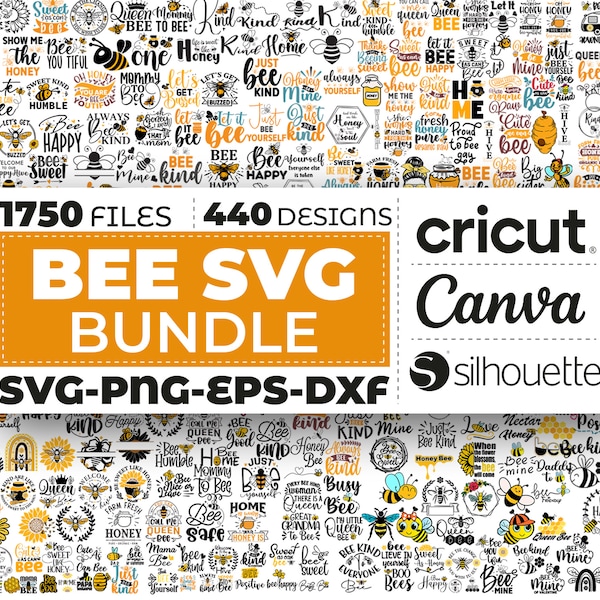 Bee Svg Bundle, Honeybee Svg, Honeycomb Svg, Bumble Bee Svg, Bee Happy Svg, Bee Kind Svg, Silhouette, Bee Svg Cut Files For Cricut, Bee Png