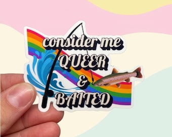 Vinilo de cebo queer: humor LGBTQ+, calcomanía para portátil
