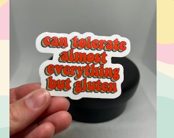 Pegatina de vinilo humorística retro sin gluten / Regalo para la concienciación sobre la celiaquía / Cita divertida sobre alergias alimentarias