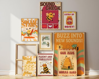 Retro Bee Speech Therapy Posters: 70s Classroom Decor (PDF Download)