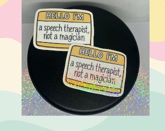 Pegatina holográfica divertida de logopeda/Regalo divertido de terapeuta del habla para graduación y reconocimiento