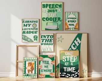 Speech Therapy Classroom Posters Digital Download Speech Camp Theme for Back to School