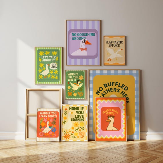 Retro Silly Goose Classroom Poster: Playful Teacher Wall Art (PDF Print Files)