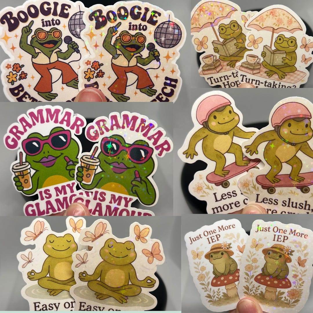 Slp Sticker Silly SLP Frog Sticker Pack: Funny Speech Therapy Puns, Matte or Holographic ...