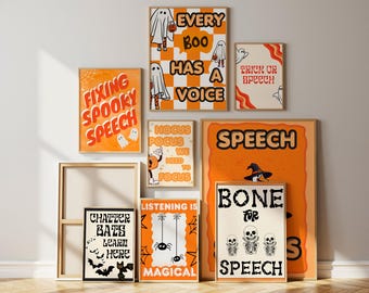 Halloween Speech Therapy Classroom Digital Download Bundle of 8 Spooky Posters