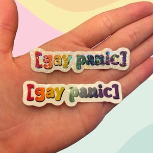 LGBTQ+ Funny Gay Panic Pride Sticker - Matte or Holographic Vinyl Decal for Friends