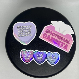 Sensitive Gangsta Stickers- Going To Get A Sugar Rush | Word Candy Sticker | Candy Hearts Vinyl Decal: Amaya TV Inspired Sticker