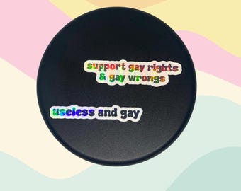 Zabawna naklejka winylowa LGBTQ+: Bezużyteczna i z motywem dumy gejowskiej