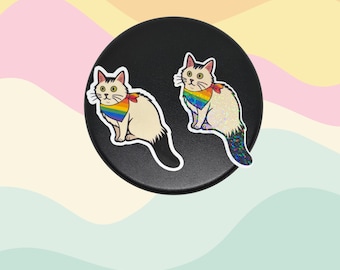 Pride Cat Sticker | Rainbow Bandana Vinyl | Cute Pride Gift for Cat Lovers