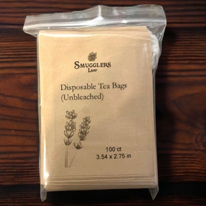 Unbleached Disposable Drawstring Tea Bags for Loose Leaf Tea (100ct) | Compostable | Natural