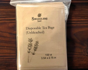 Unbleached Disposable Drawstring Tea Bags for Loose Leaf Tea (100ct) | Compostable | Natural