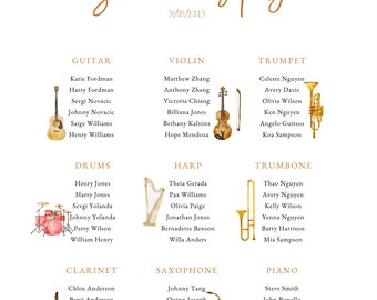 Music themed table plan