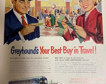 1950’s Greyhound Original Vintage Life Magazine Advertisement