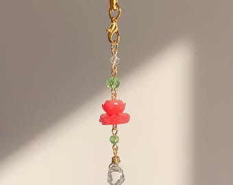 Ciondolo a forma di fiore di loto, portachiavi, catena