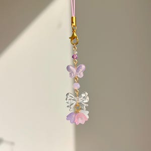 Schmetterling Schleife Handyanhänger: Kawaii Pastell Perlen Schlüsselanhänger - Fairycore Taschenaccessoire
