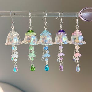 Beaded Jellyfish Earrings: Kawaii Dangle Jewelry, Hypoallergenic Hooks