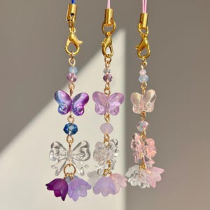 Schmetterling Schleife Handy Anhänger: Kawaii Pastell Perlen Schlüsselanhänger