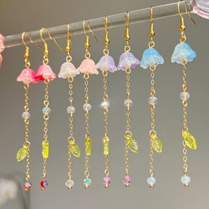 Flower Earrings Beaded Lily of the Valley Jewelry Handmade Cute Earrings Dainty Bead Accessory Gift Earrings Lily Flower Jewelry Pink