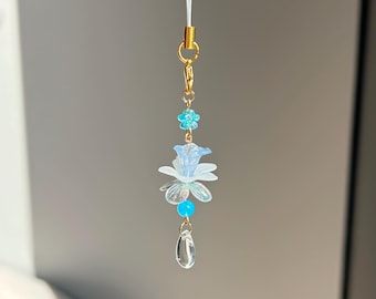 Ciondolo Per Cellulare In Pelle A Forma Di Fiore Con Immagine Resinata