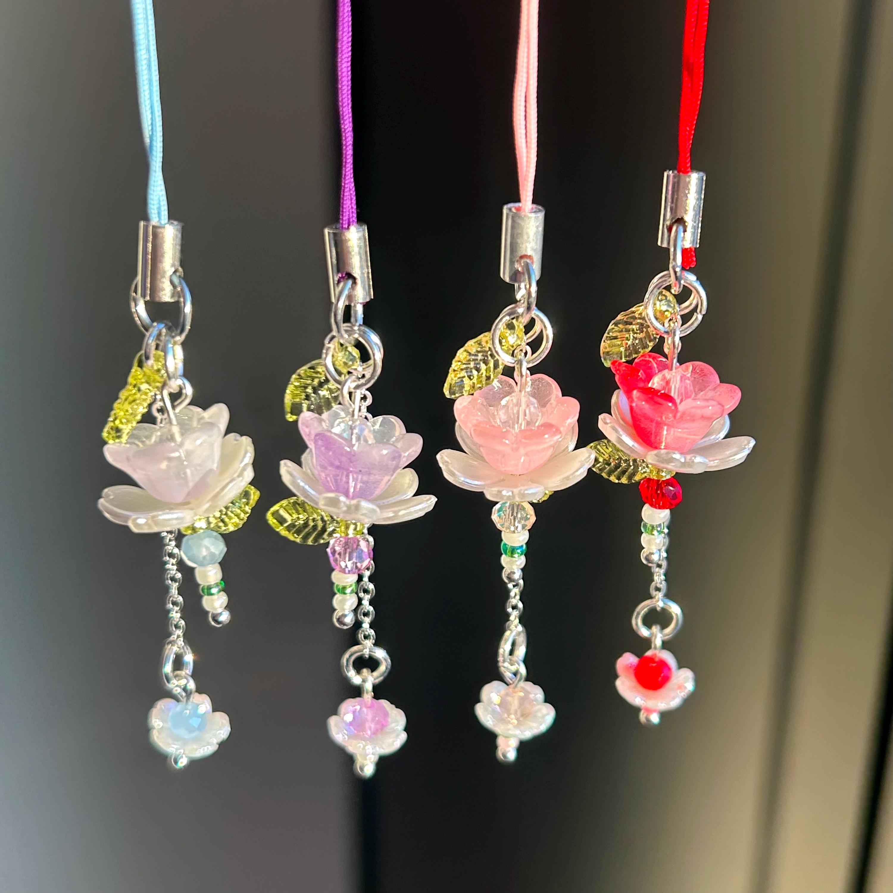 Lotus Flower Phone Charm: Beaded Fairycore Keychain