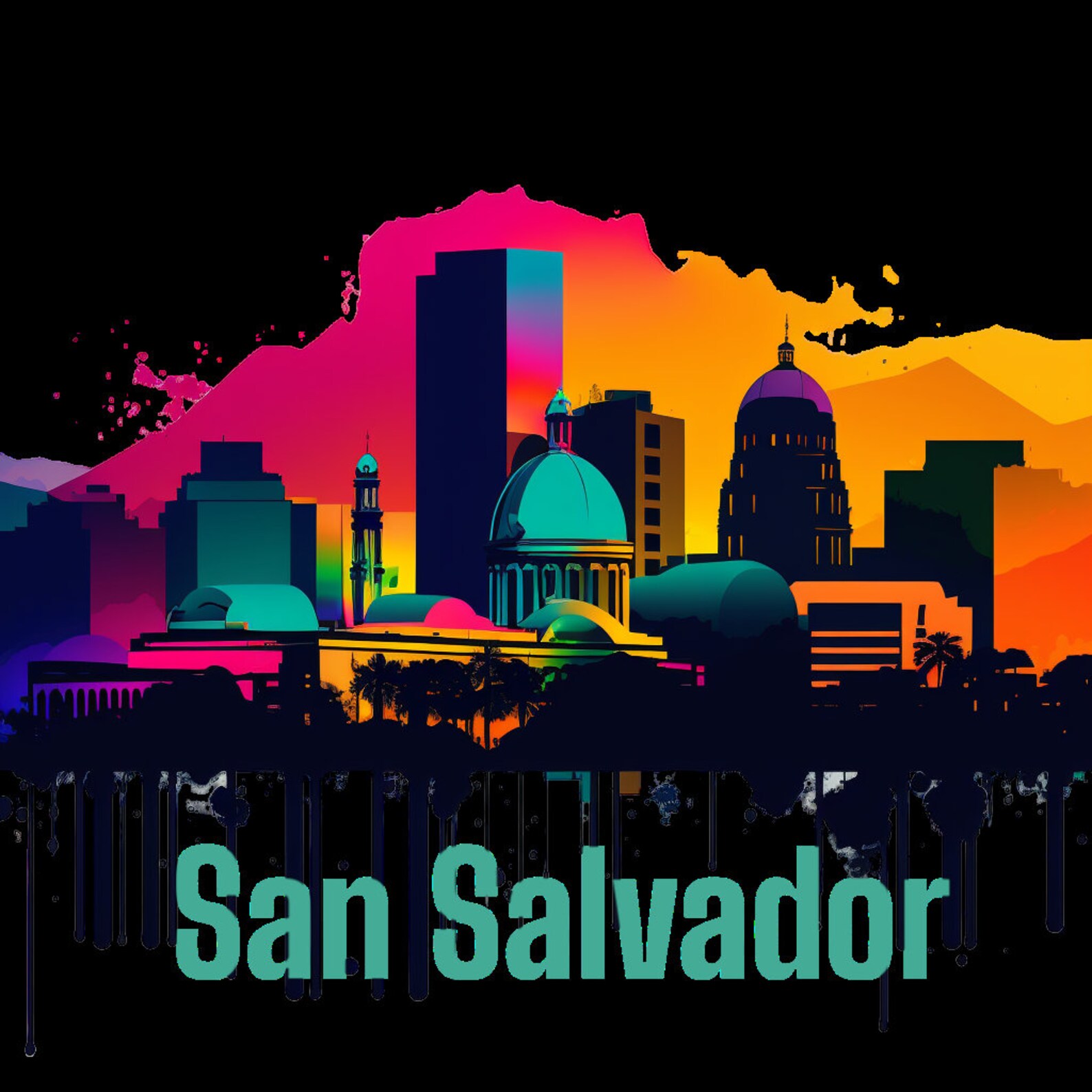 San Salvador Art, Sivar Digital Art, San Salvador Skyline, El Salvador