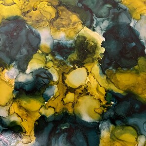 8X12 &quot;Seaside Gold&quot; original alcohol ink painting