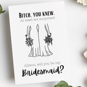 Will You Be My Bridesmaid Card, Maid of Honor Proposal | Bridesmaid Proposal Card | Now Act Surprised Card, Bridesmaid Gift