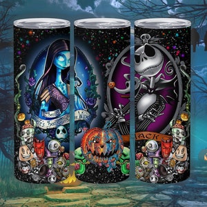 Jack Sally Nightmare Tumbler 20 oz Skellington Halloween Spooky Sublimation Tumbler