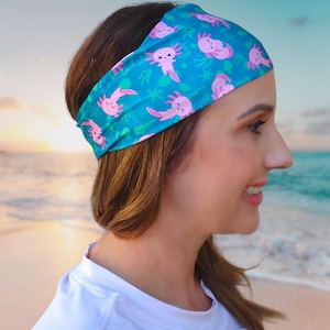 Swimming Headband Axolotl, Nonslip Headband, Swim Gift